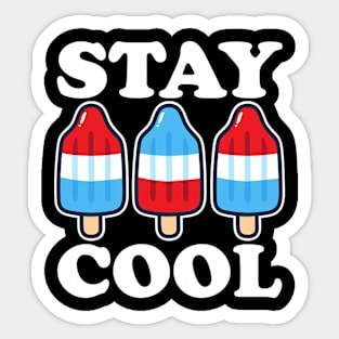 Stay Cool 4th July Popsicle Shirt Boys Men USA Flag American Sticker